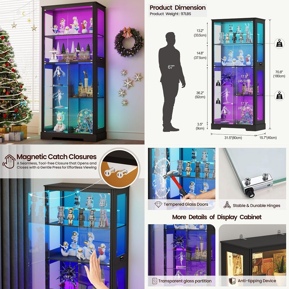 Lighting & Home Decor Studio Photos - Lemari pajangan sudut berlampu dengan rak