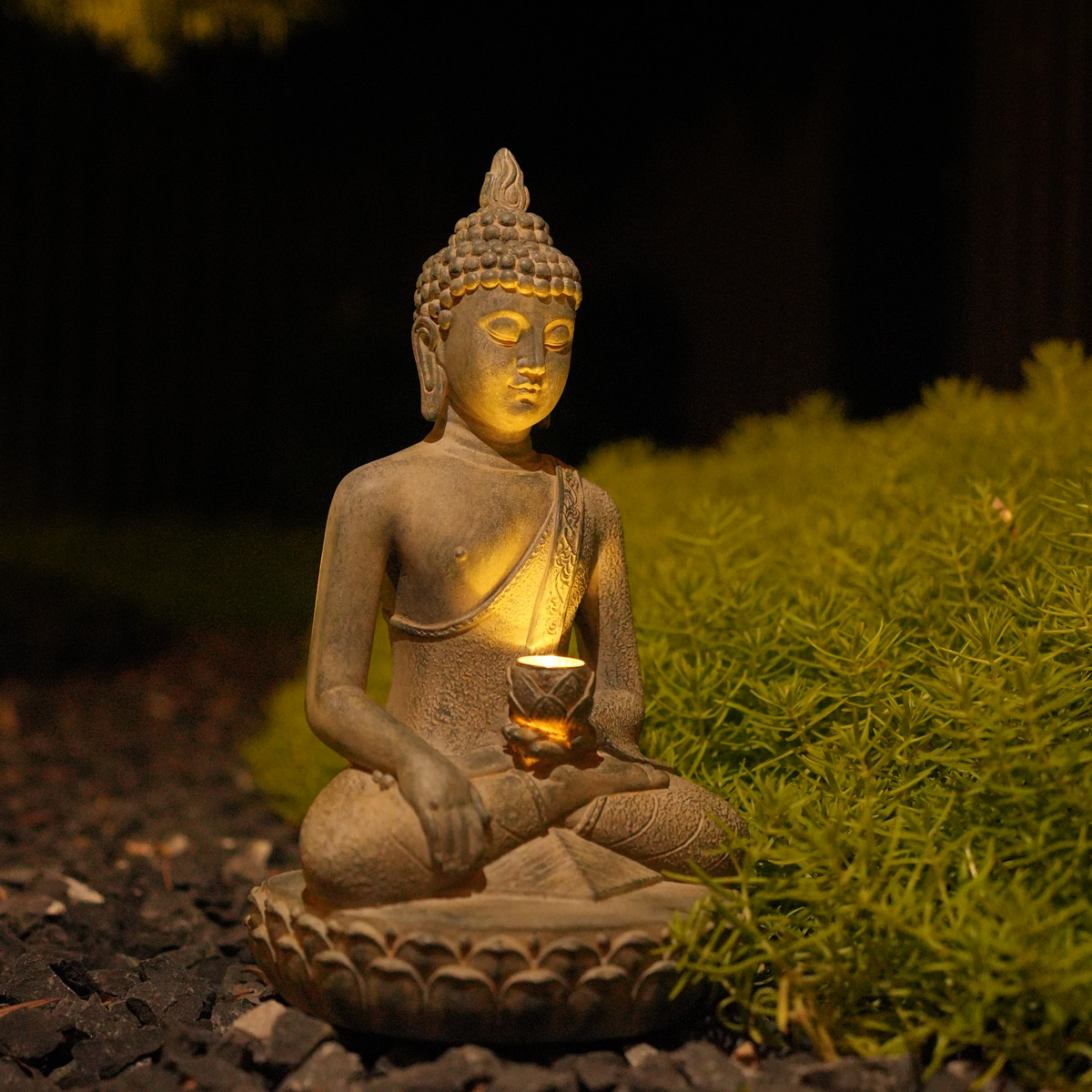 Decor Lighting India - Patung Buddha bertenaga surya inspirasi Zen