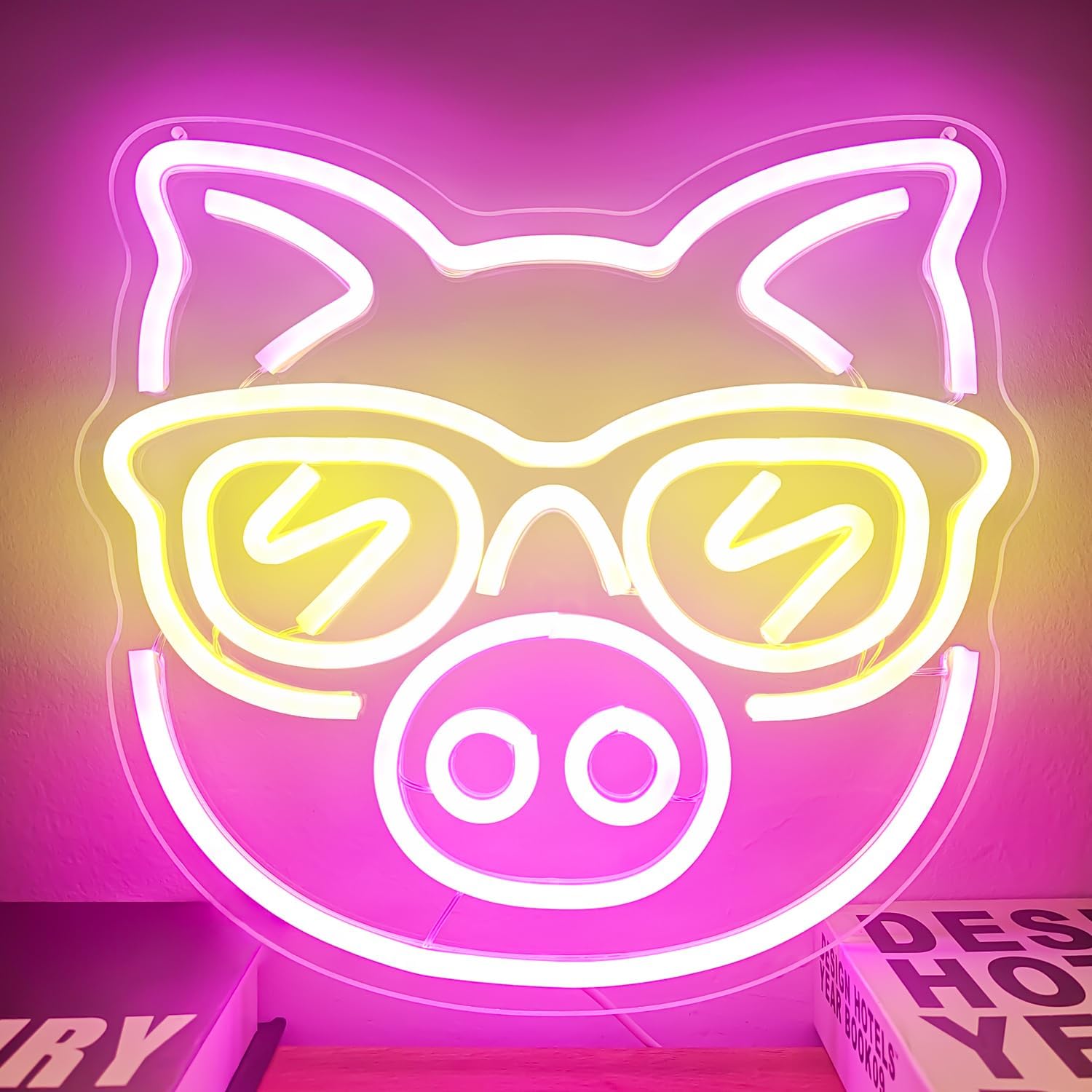 Outdoor Lighting Decor Ideas - Lampu LED Neon Tanda Babi Merah