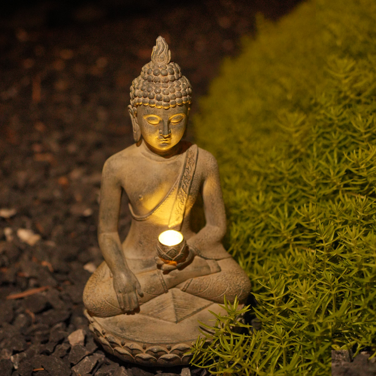 Decor Lighting India - 1 Buah Patung Buddha Bertenaga Surya