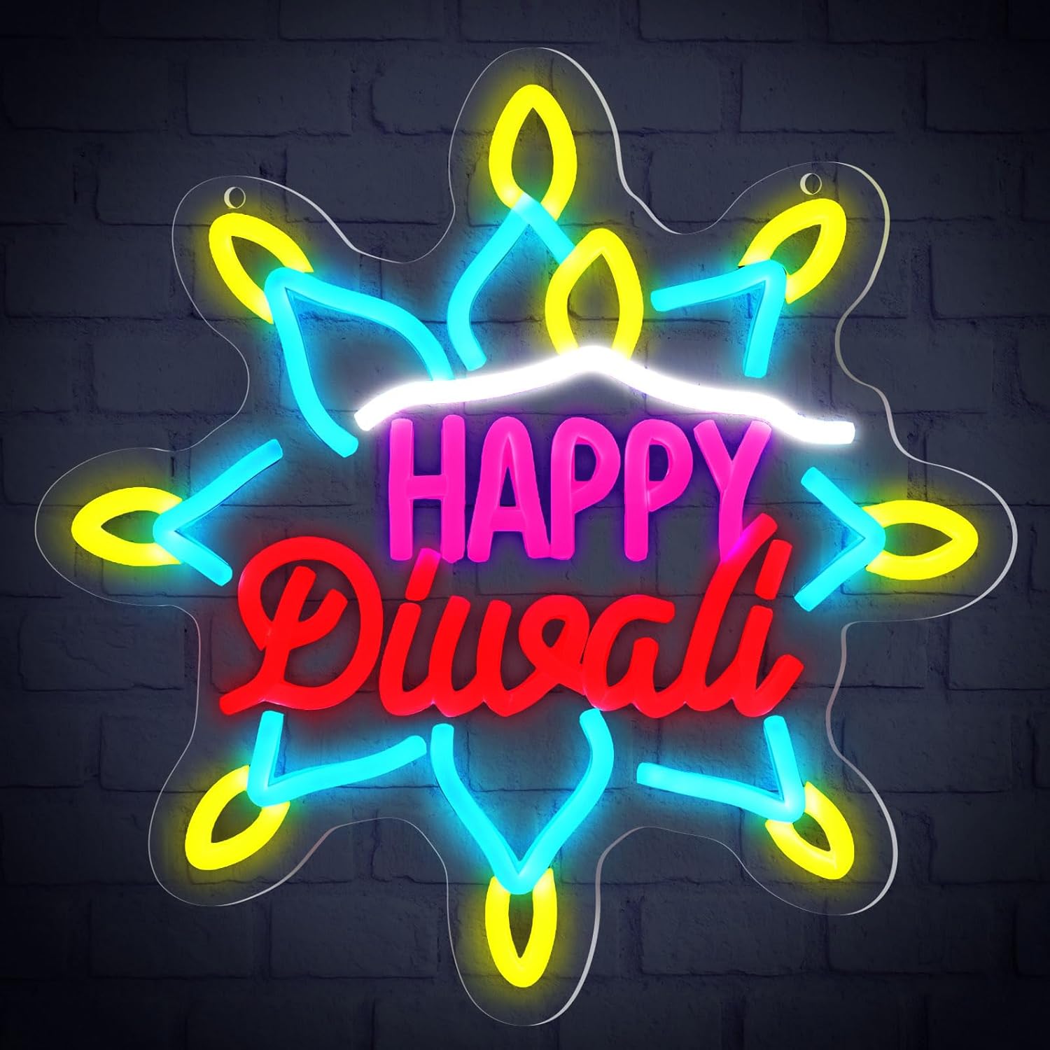 Decor Lighting India - Lampu Neon LED Happy Diwali, Desain
