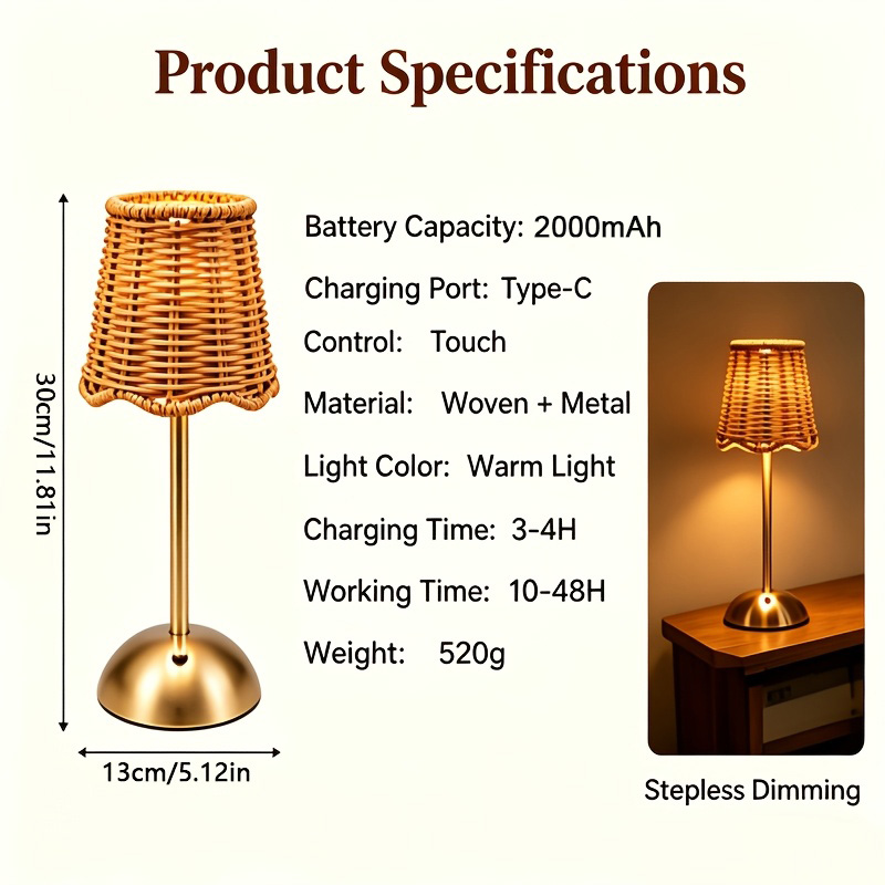 Lampu Meja Seni Anyaman Rotan  - Lighting Design Decor ulasan dan harga