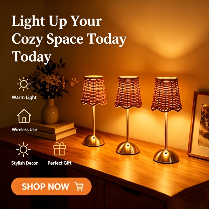 Lampu Meja Seni Anyaman Rotan  - Lighting Design Decor ulasan dan harga