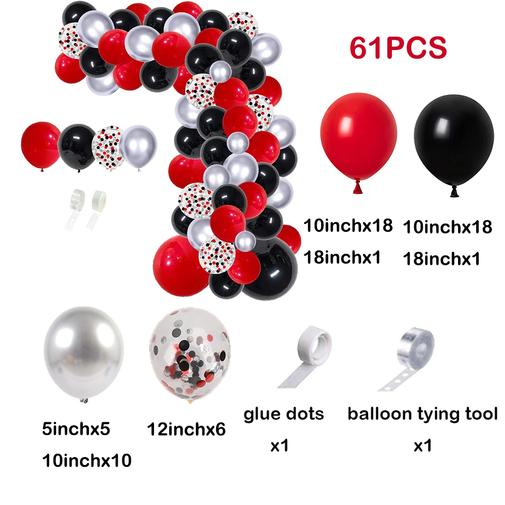126 buah merah hitam balon len - Lighting Mcqueen Decor ulasan dan harga