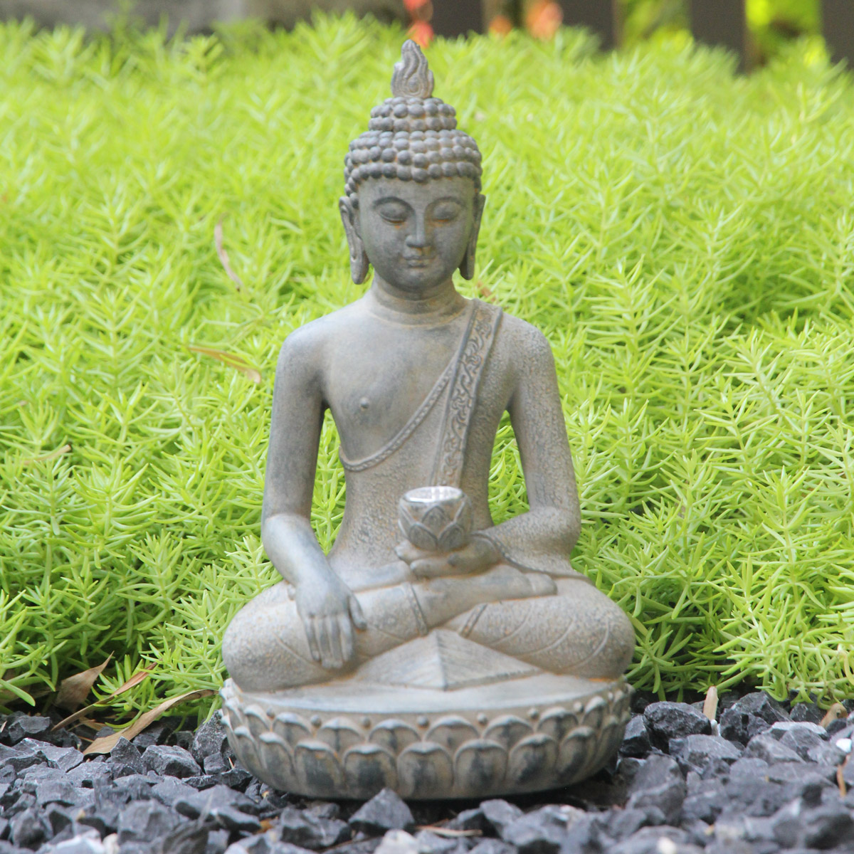 Patung Buddha bertenaga surya  - Decor Lighting India ulasan dan harga