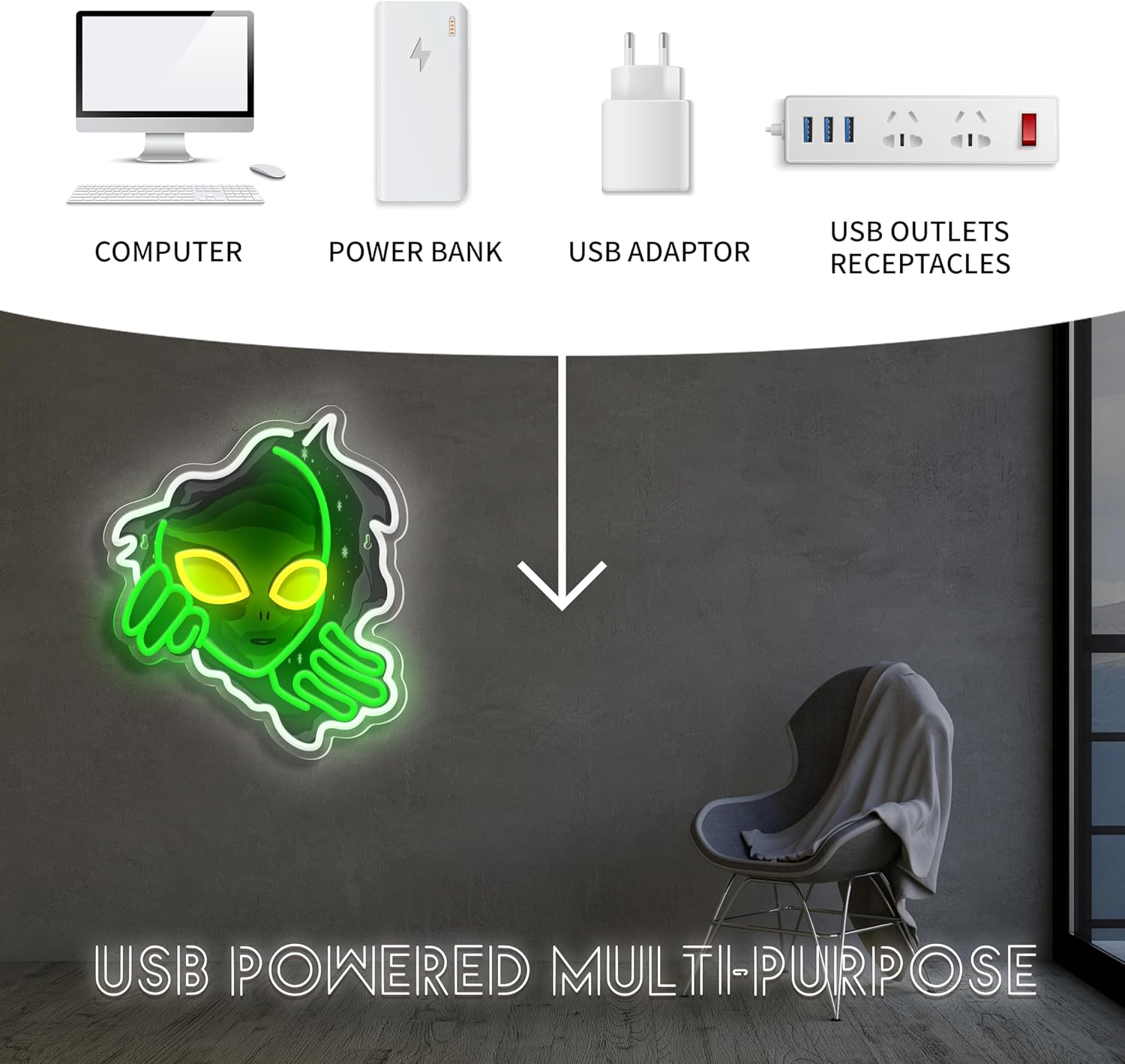 Lampu Neon Wajah Alien Bercaha - Outdoor Lighting Decor Ideas ulasan dan harga