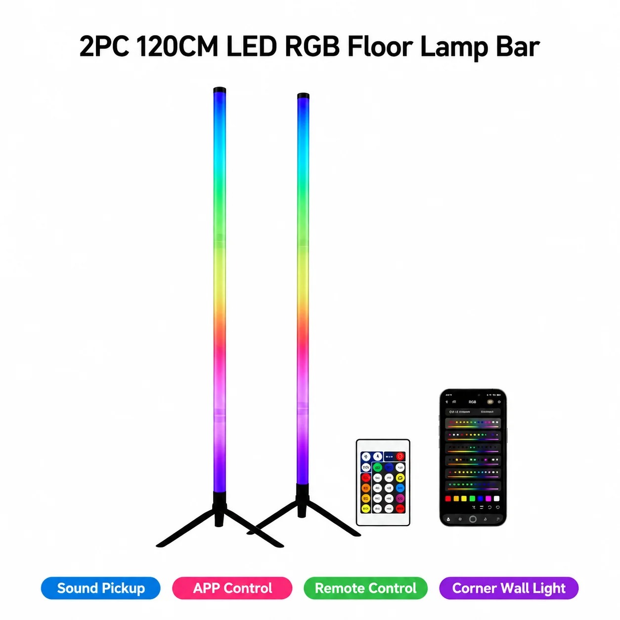 2PCS Lampu Lantai RGB 120CM, L - Lighting Design Decor ulasan dan harga