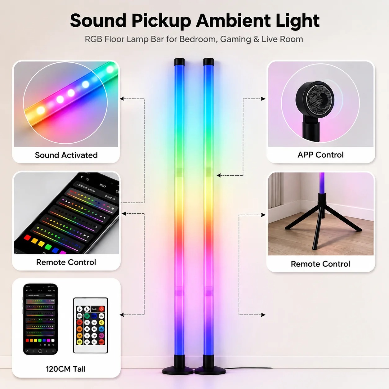 2PCS Lampu Lantai RGB 120CM, L - Lighting Design Decor ulasan dan harga